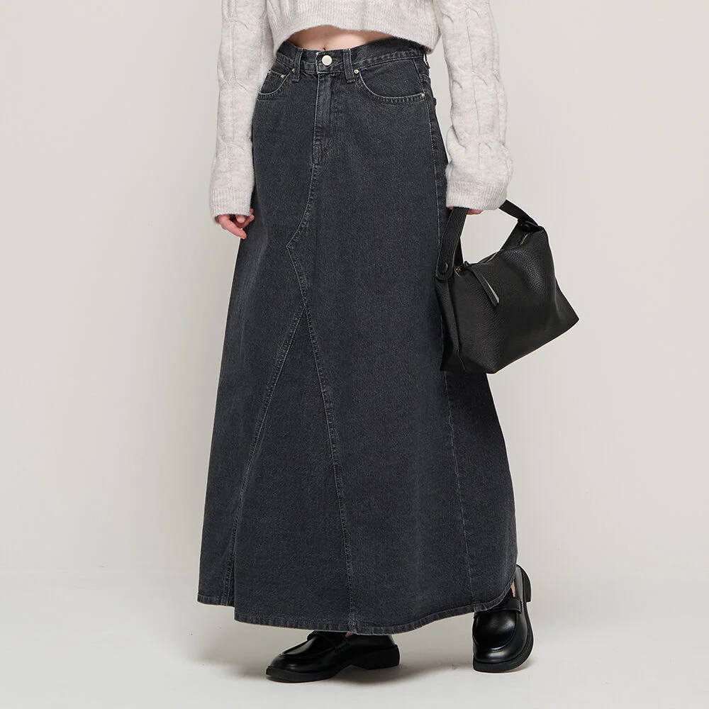 Maxi 牛仔 長裙 (黑色)