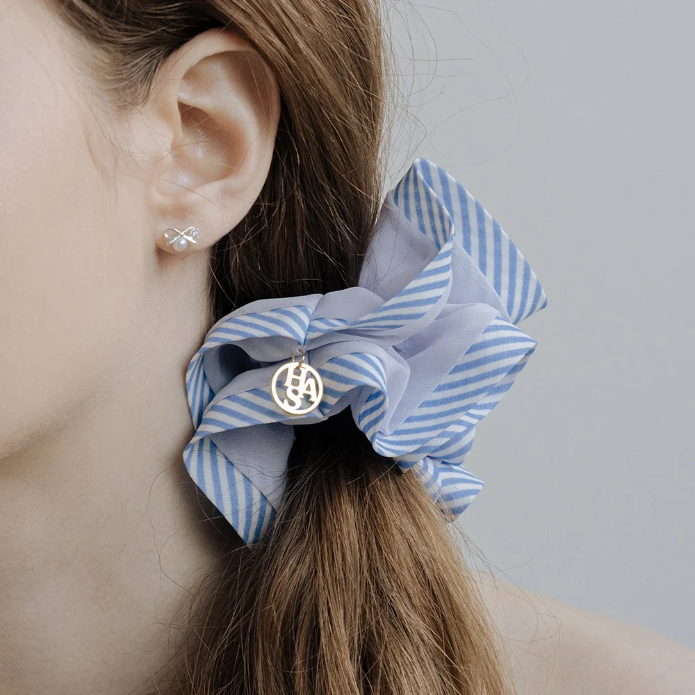 HTY028 Shirring stripe hair scrunchie