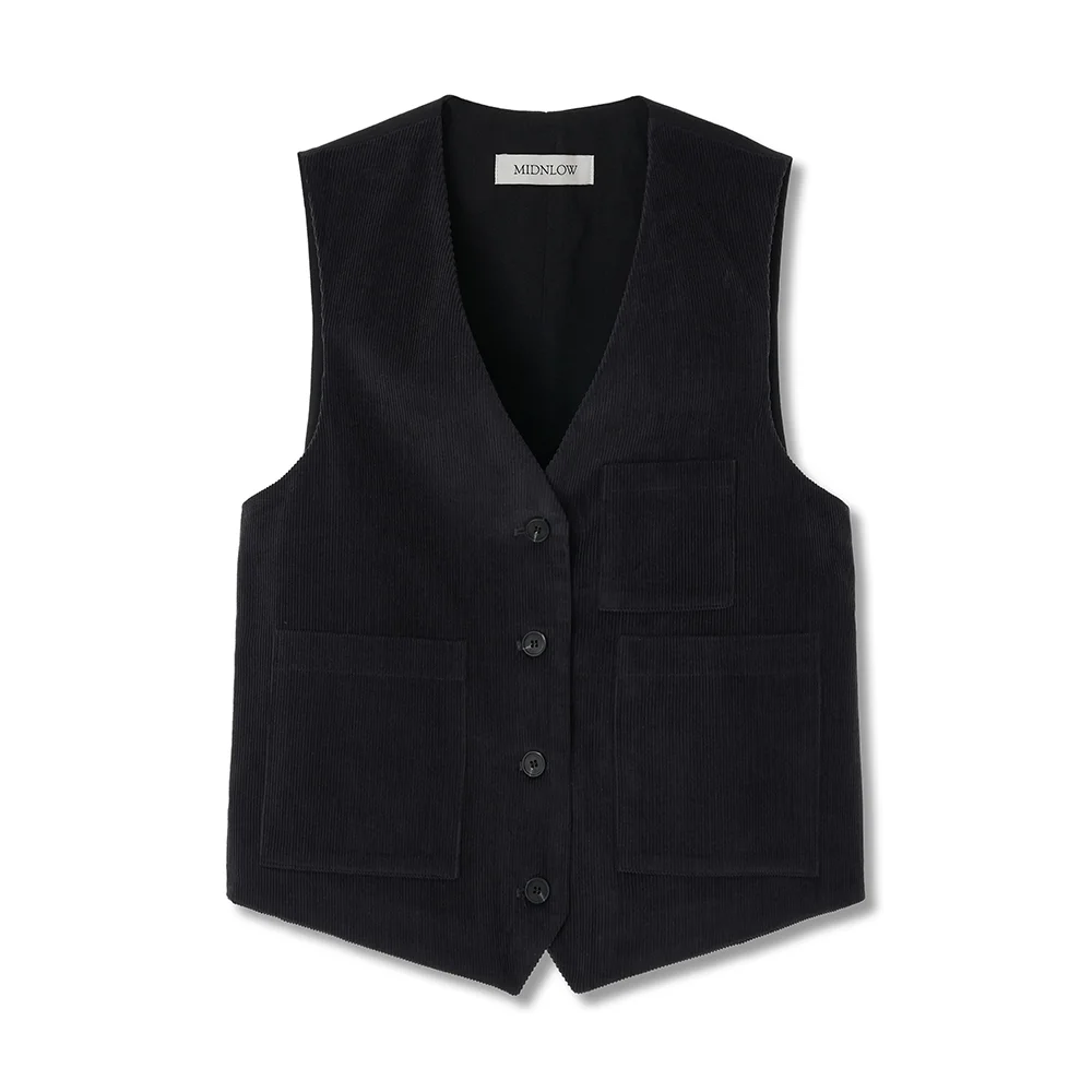 Corduroy Pocket Vest (Navy)