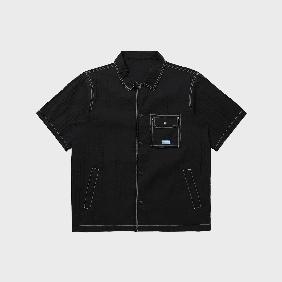 透視 微風 淺 短袖 襯衫外套 BLACK
