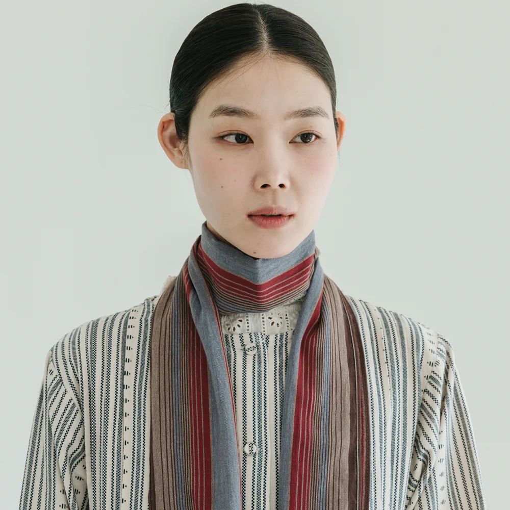 Pattern Cotton Red Stripe Scarf