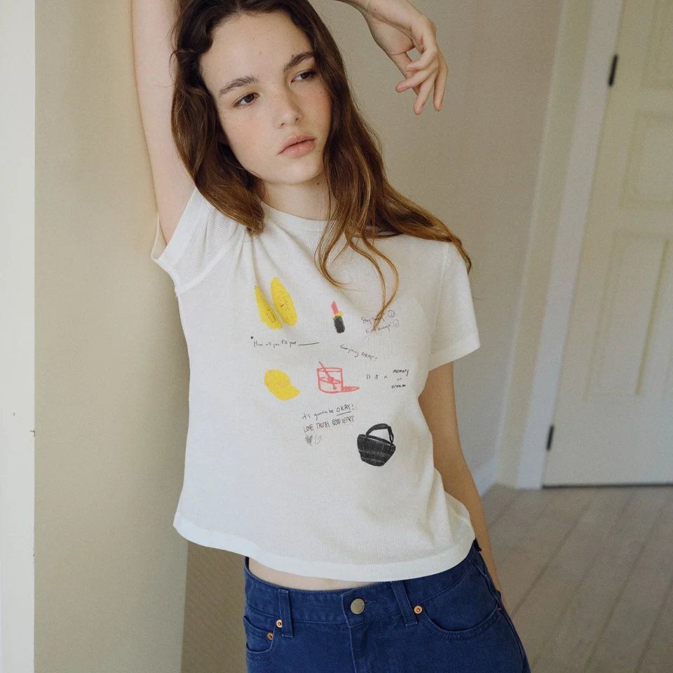 doodle memory print t-shirt (2colors)