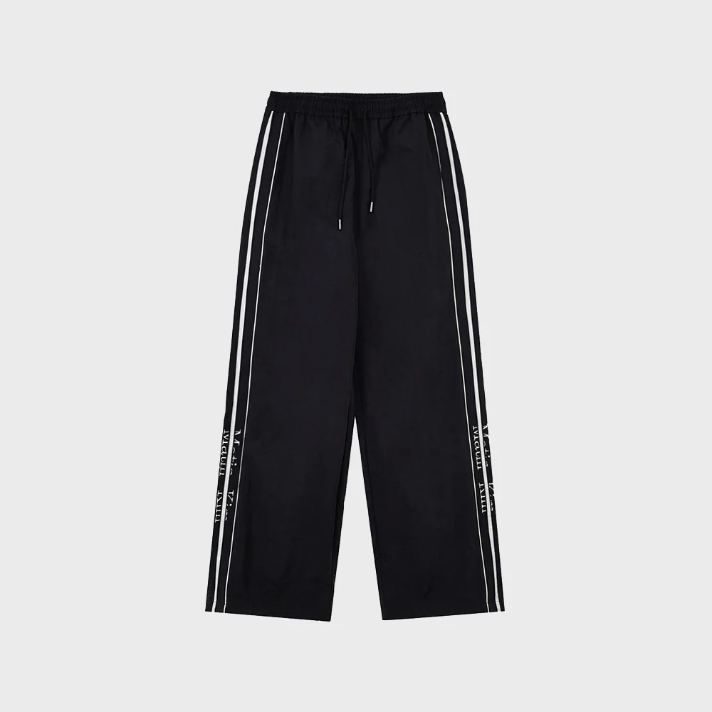 SIDE LOGO WIDE TRACK PANTS IN BLACK