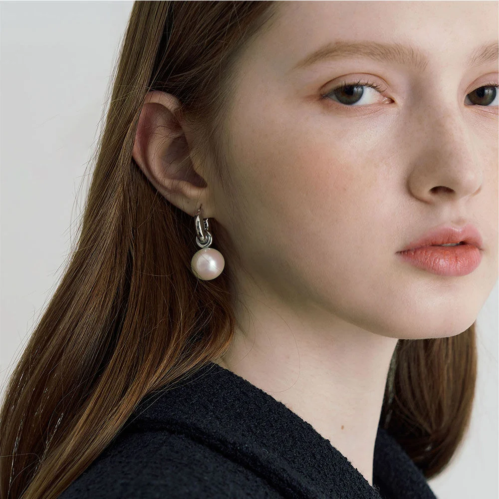 Bold pearl ring earring - 2color