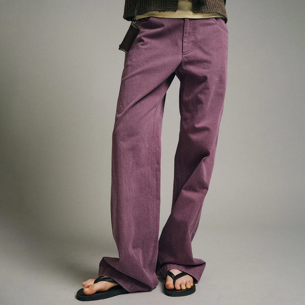 中腰 純棉 褲子_purple