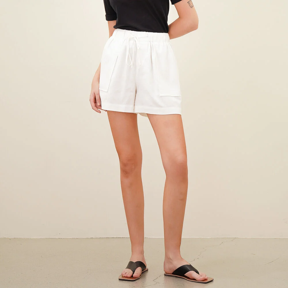 Linen String Short Pants_Ivory