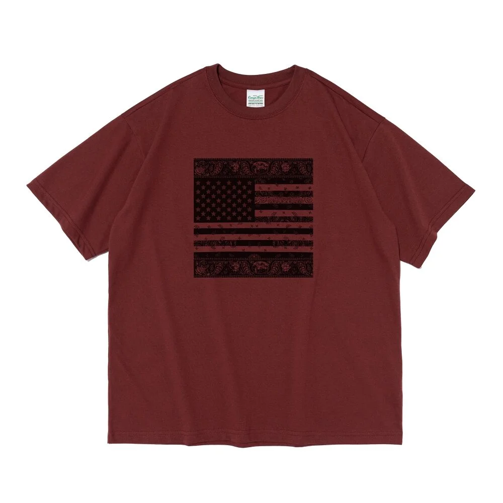 (BIG SIZE) AMERICAN PAISLEY STREET SHORT SLEEVE T-SHIRT (WINE)