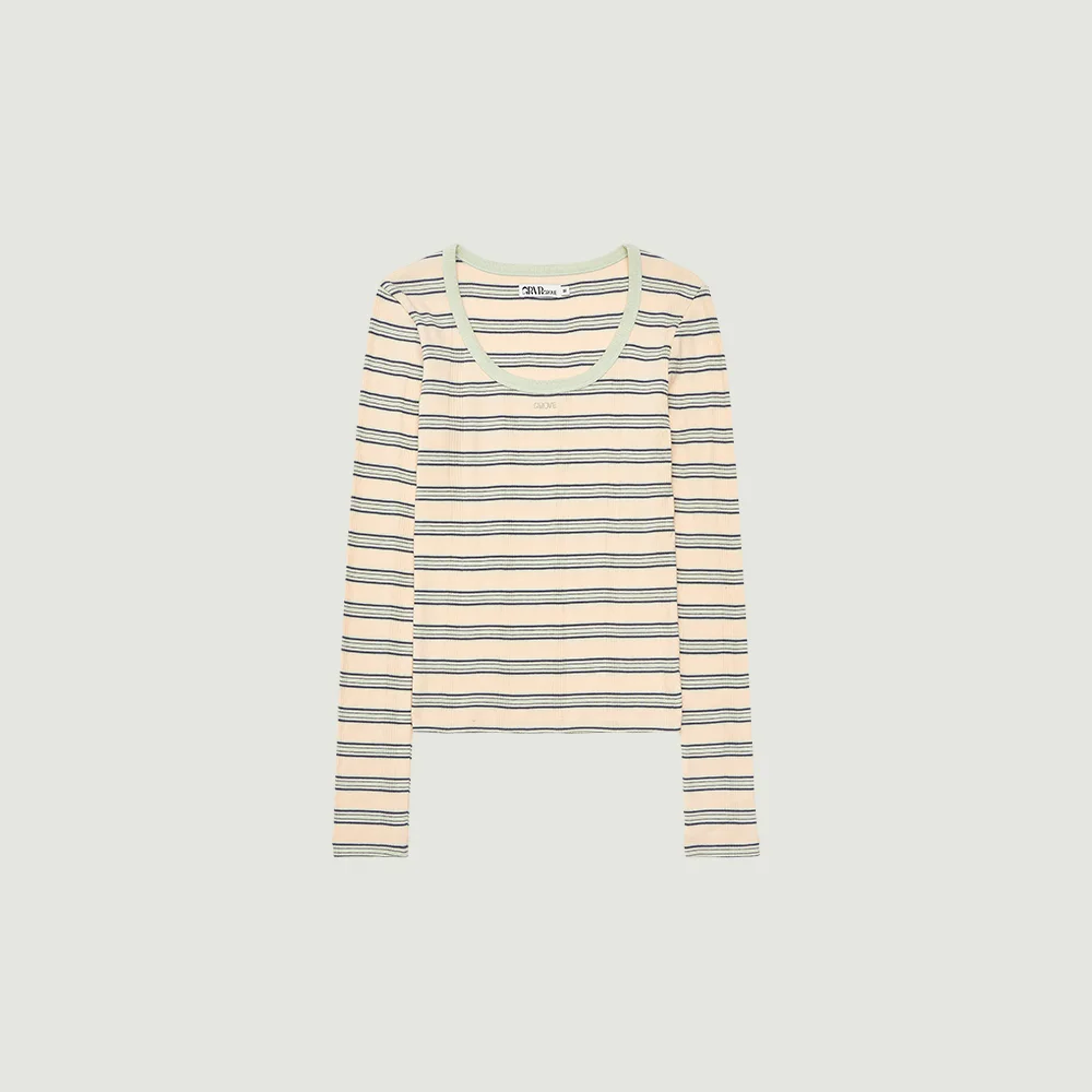 NANCY STRIPE L/S T-SHIRT (PEACH)