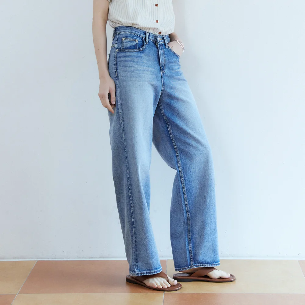 Cold vintage washing denim pants - blue