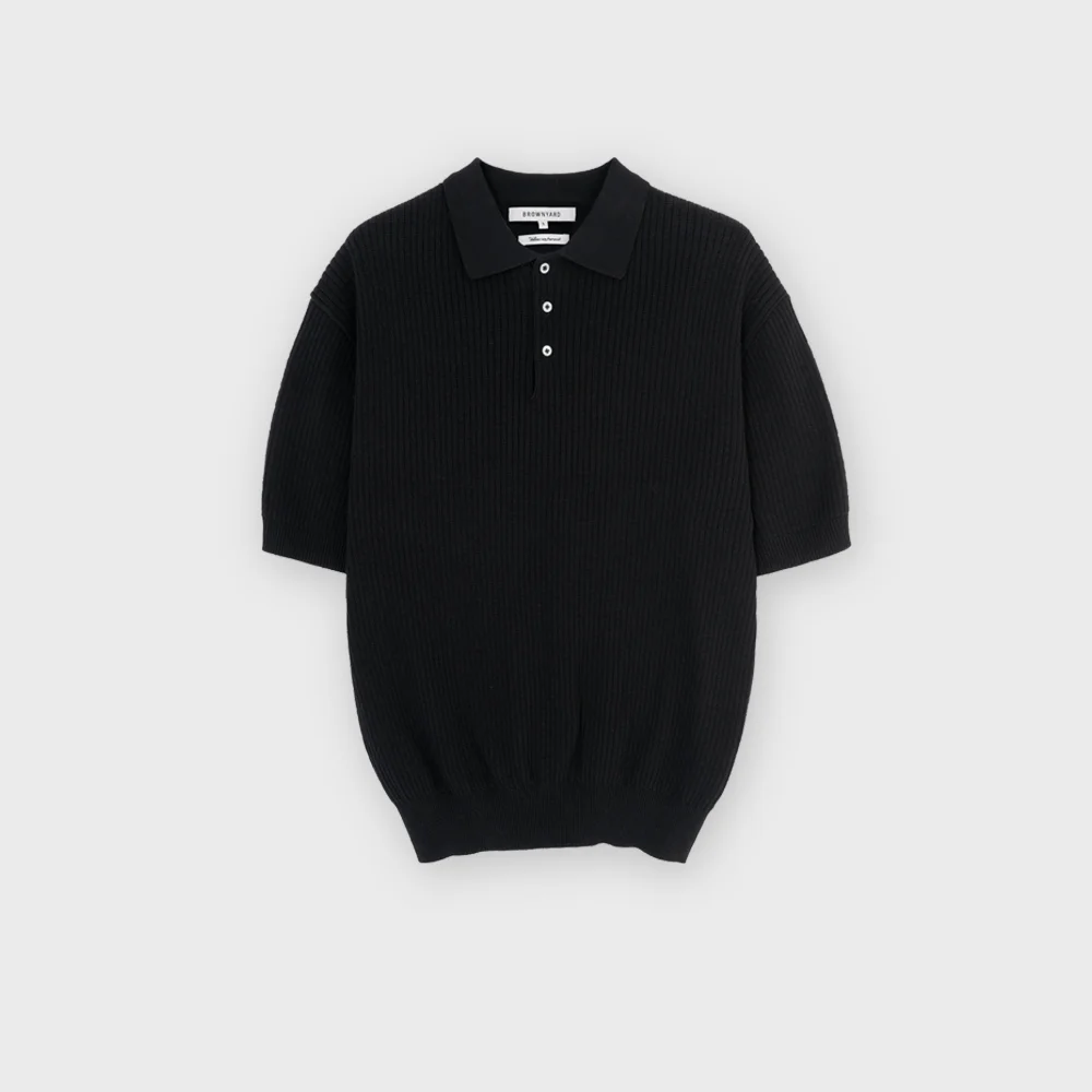 Knit Polo Shirt, Black