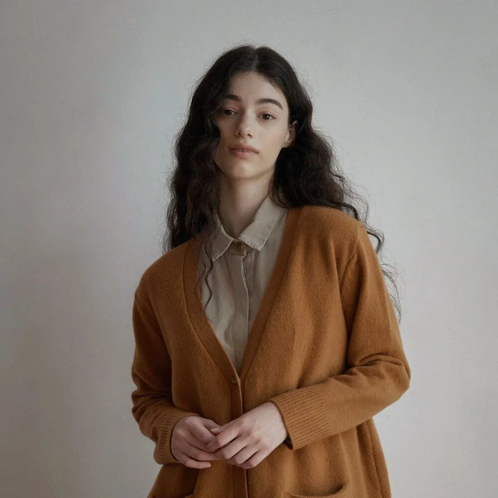 classic long cardigan -Camel