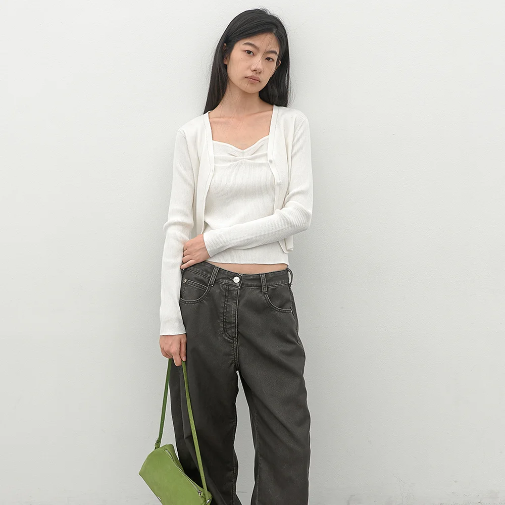 FLY SHIRRING TOP&CARDIGAN SET S (CD-2253)