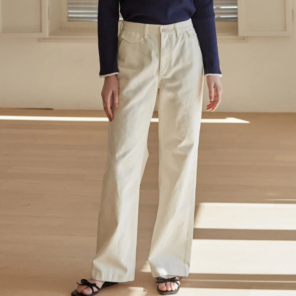 Pocket point cotton pants - Off white