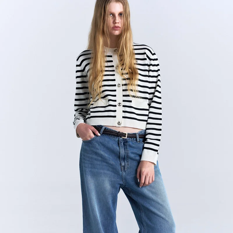 W STRIPED KNIT CARDIGAN - STRIPE