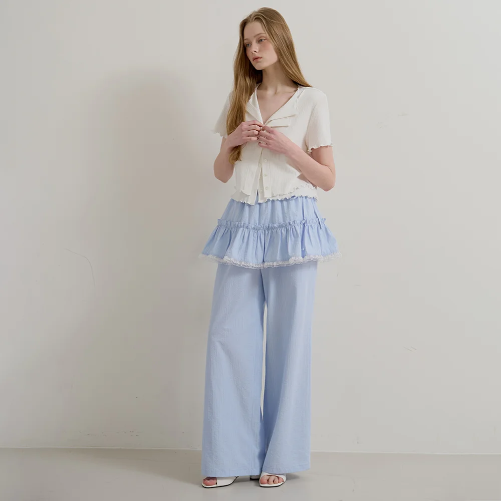 STRIPE SKIRT PANTS - SKYBLUE