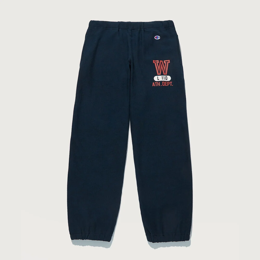 反織 法式毛圈布 圖案 鬆緊帶 慢跑褲 褲子 Normal Navy