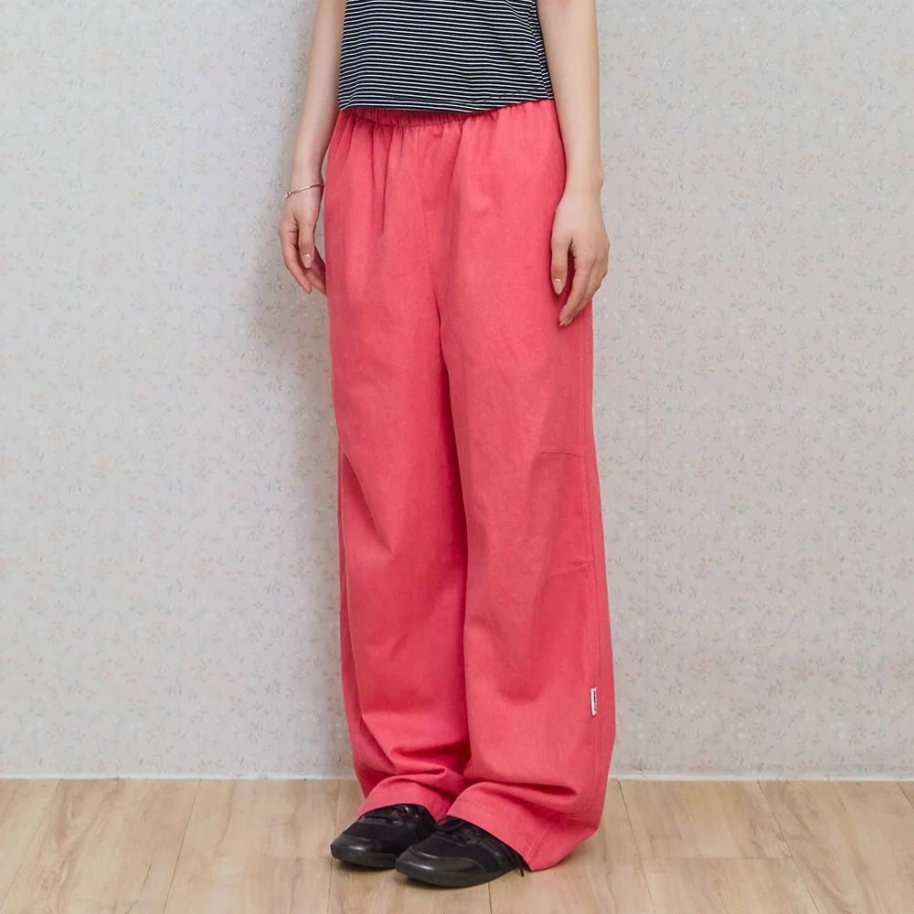 ke613. Move Pigment Wide Pants Red