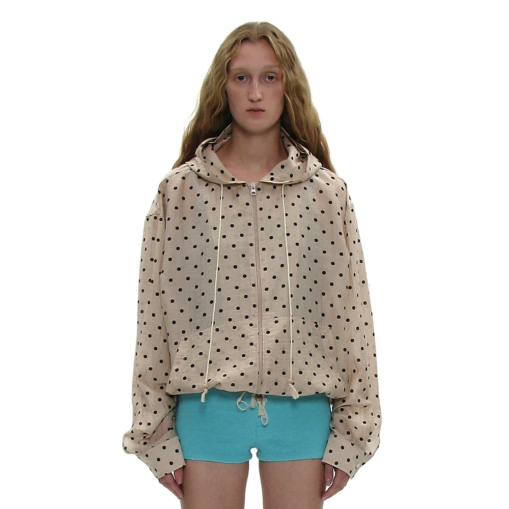 POLKA DOT SHEER HOODED JACKET_BEIGE