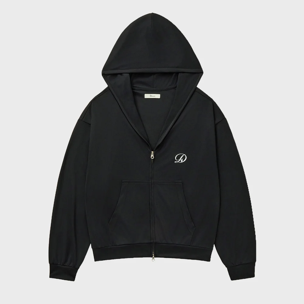 COOL MESH HOODED ZIP UP IN BLACK