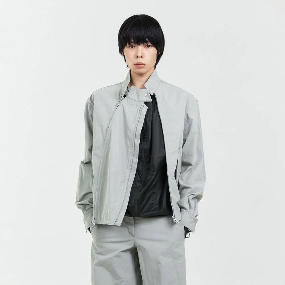 DOUBLE ZIP HARRINGTON JACKET GREYISH GREEN