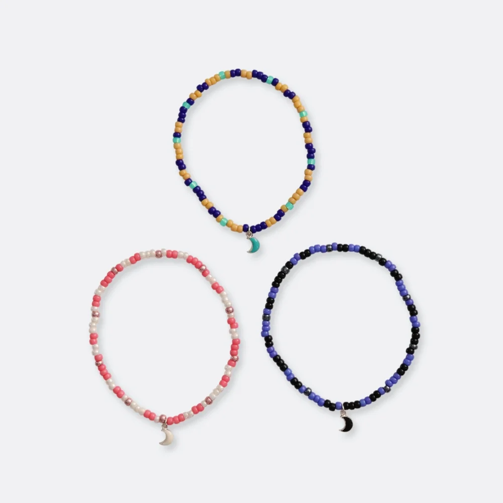 Silver epoxy Moon charm beads Bracelet 銀色 環氧樹脂 月亮 串飾 顏色 混合 串珠 手鏈