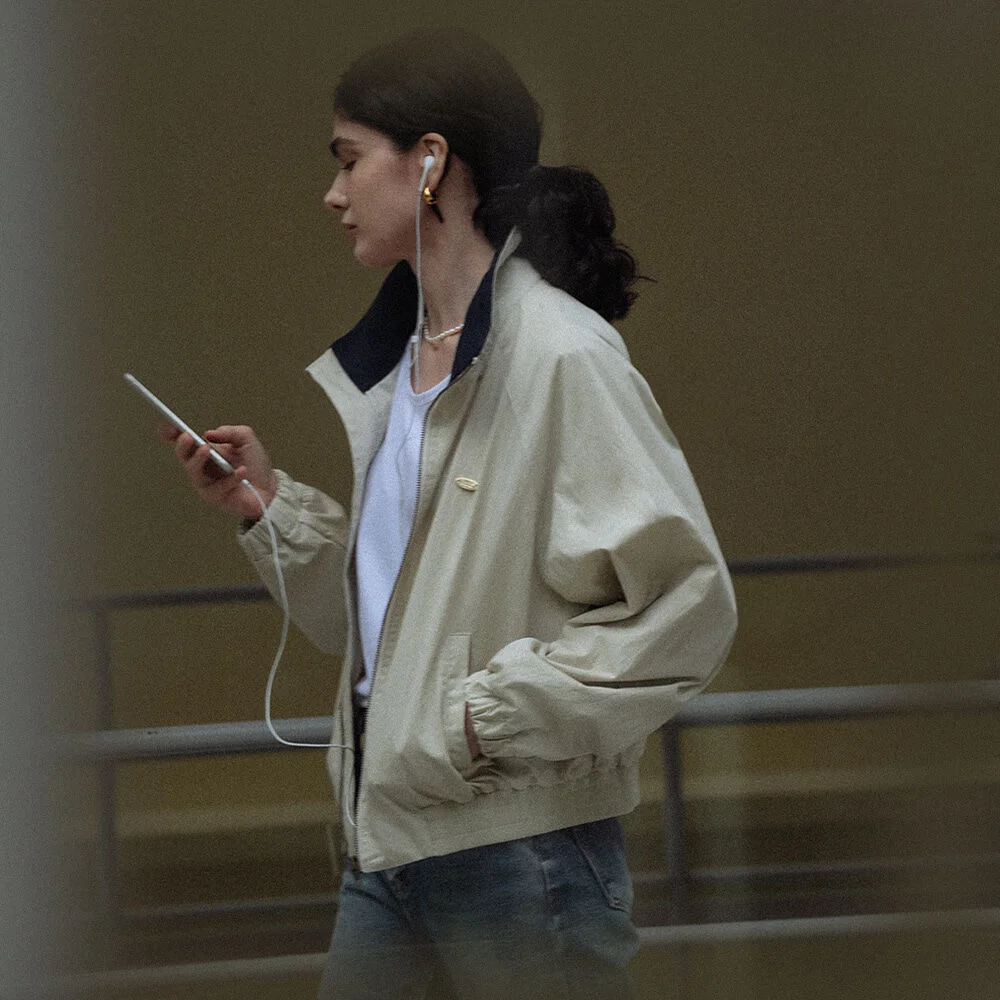 High neck bomber jumper_Beige