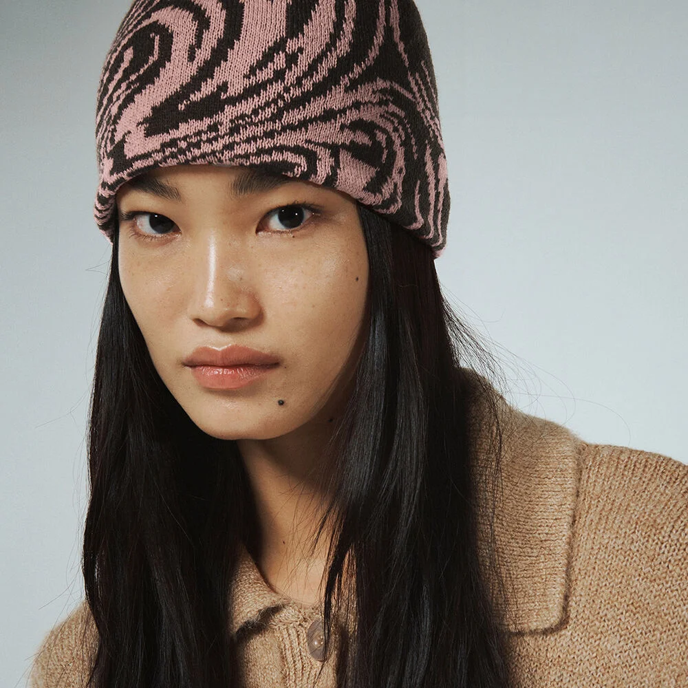 MARBLING JACQUARD BEANIE