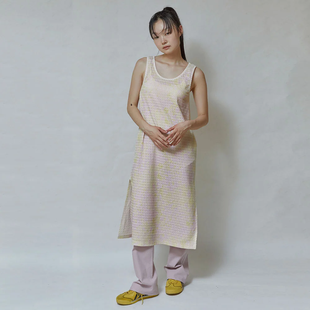 Wall print layering one-piece - Pink