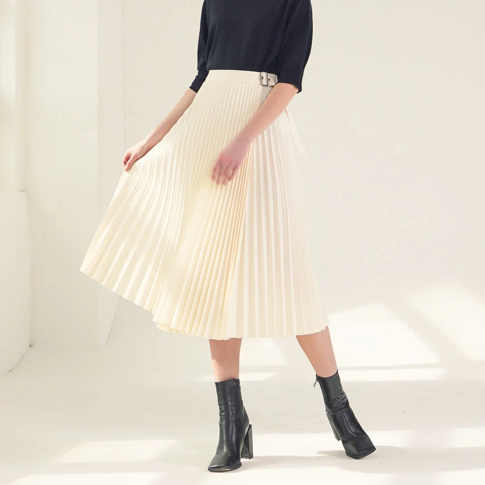 Gaia Pleated Wrap Skirt_(4 Color)