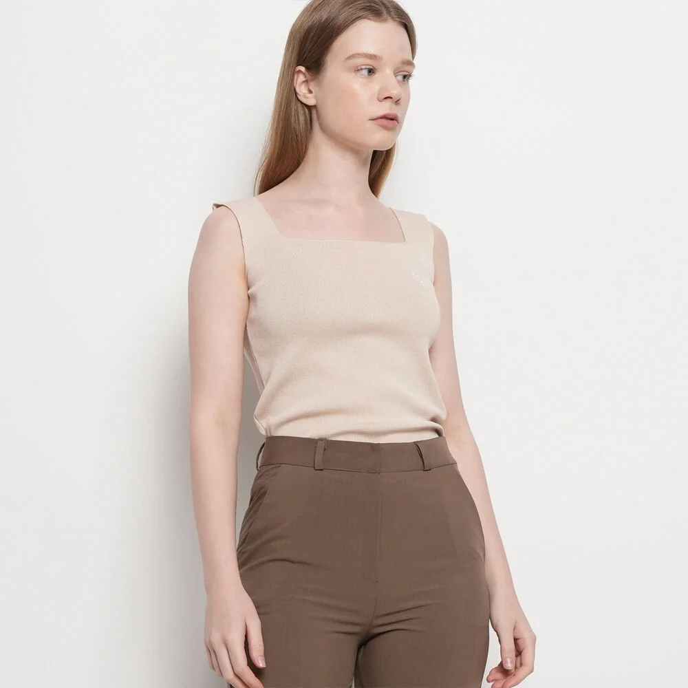 女裝 夏季 Cool Knit 方形 無袖 米色