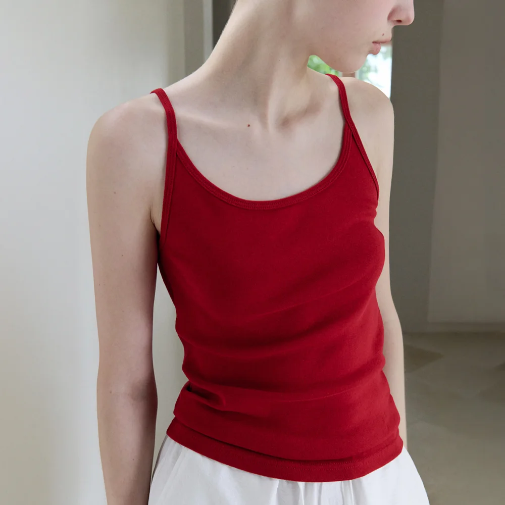 ESSENTIAL COTTON SLEEVELESS TOP_RED