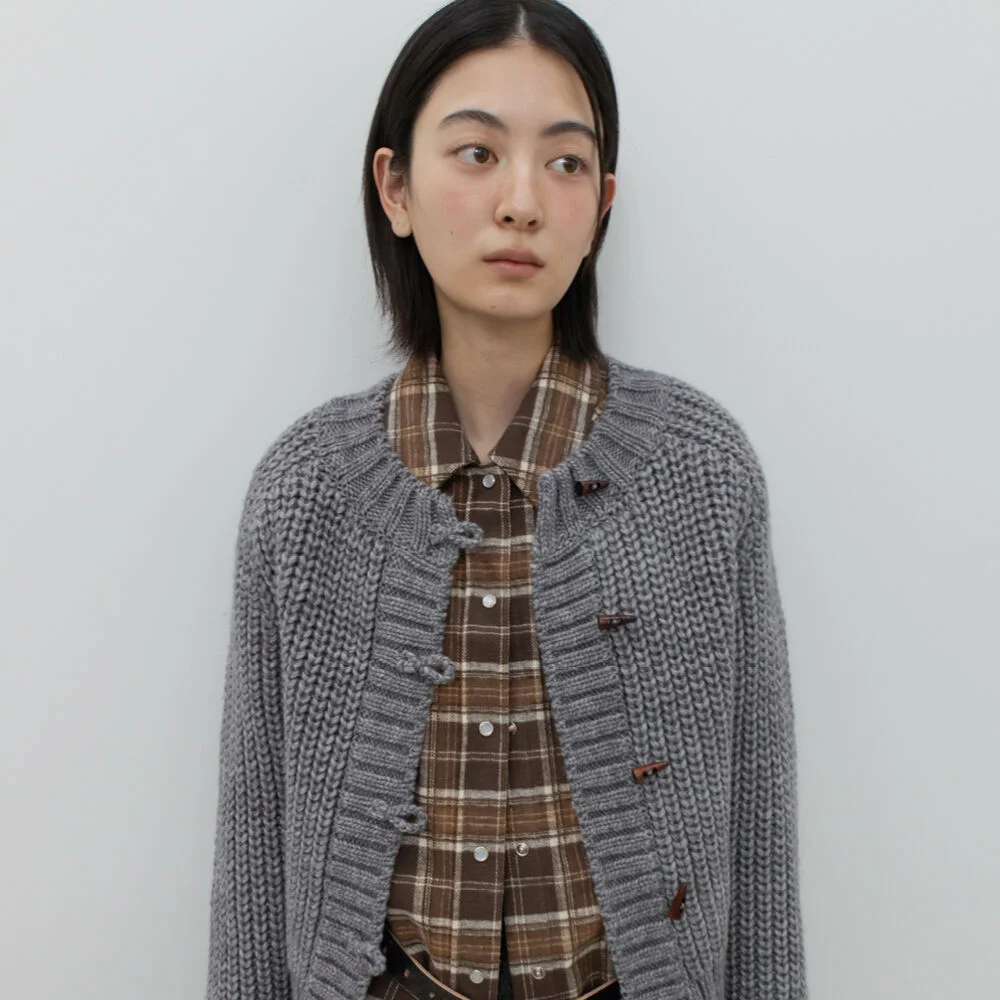 BULKY KNIT CARDIGAN / CHARCOAL
