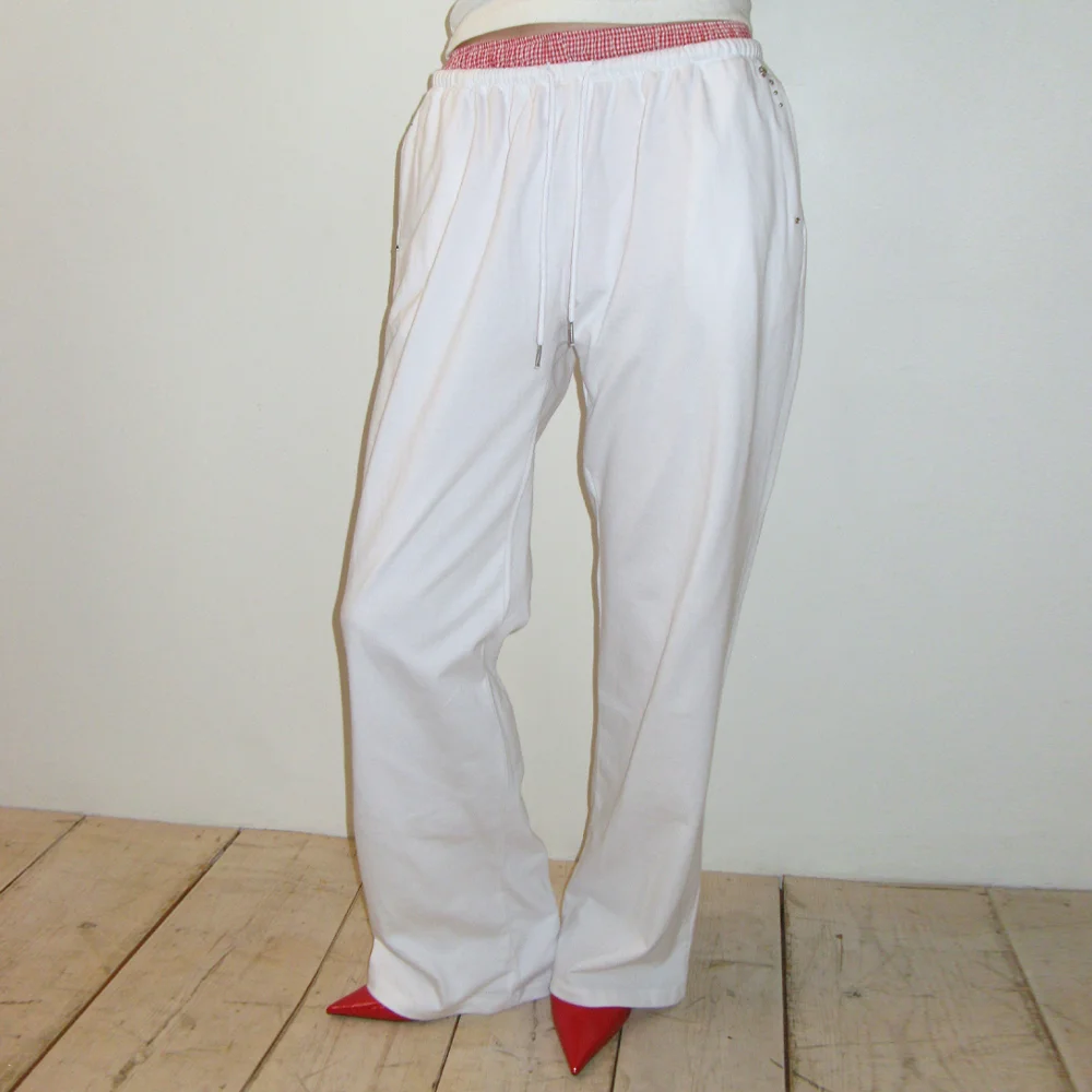 STUD COTTON SWEAT PANTS_WHITE