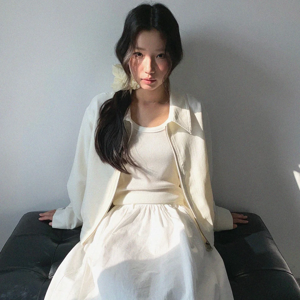 (woman) 淺 純棉 短版 短身外套 外套_Ivory