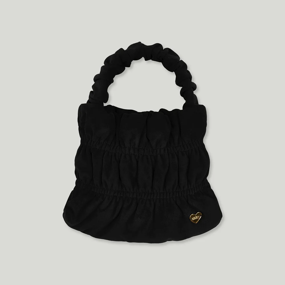 Suede volume shirring tote bag_black