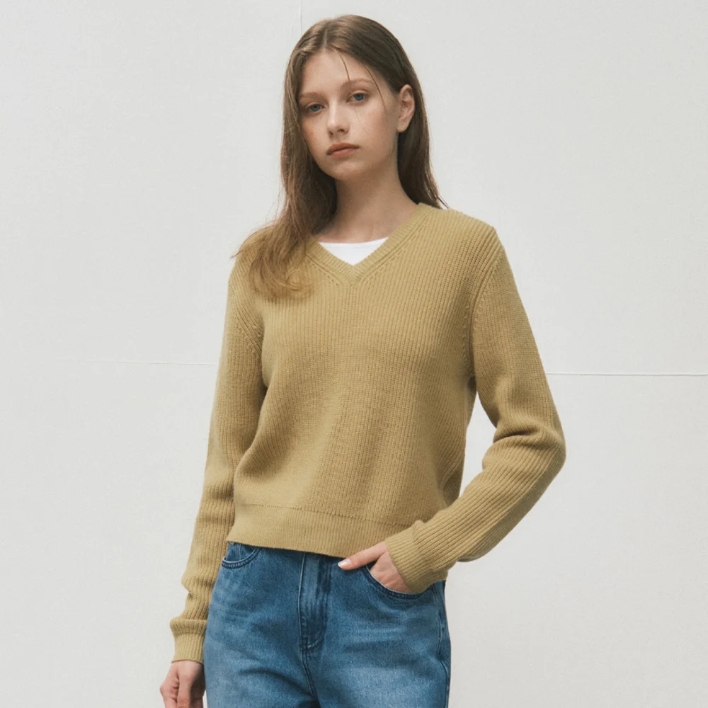 Blooming Hachi V-neck Knit_MUSTARD(WC25-KN52)