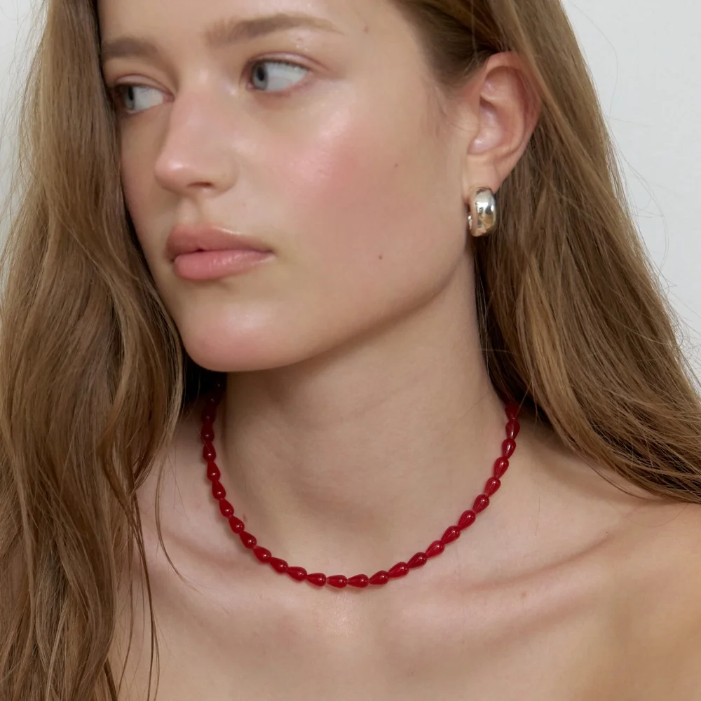 Red Drop Jade Necklace (L262MNK080)