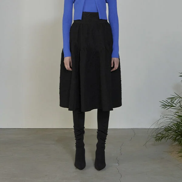 VIRTUAL EMBOSSED FLARED SKIRT (SK-4767)