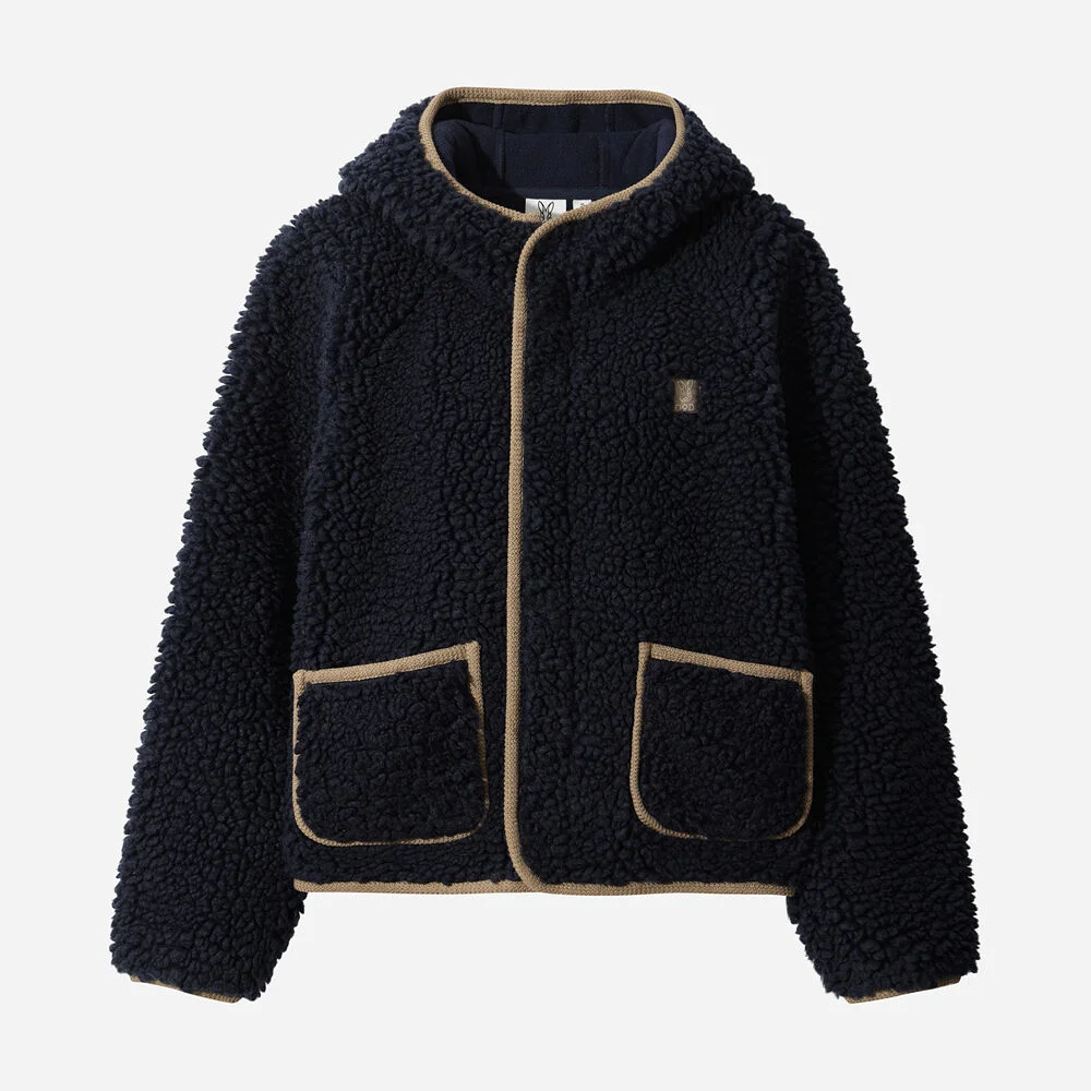 女裝) 搖粒絨 連帽衫 拉鏈(NAVY)