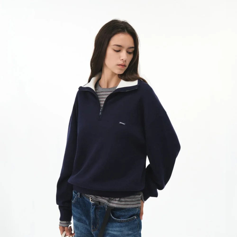 DEVIN HALF ZIP-UP KNIT (NAVY)