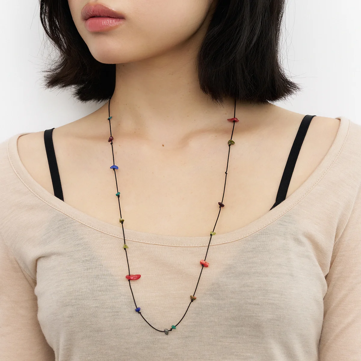 gemmy string long necklace