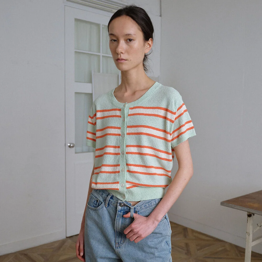 Ash Stripe Cardigan (Mint)