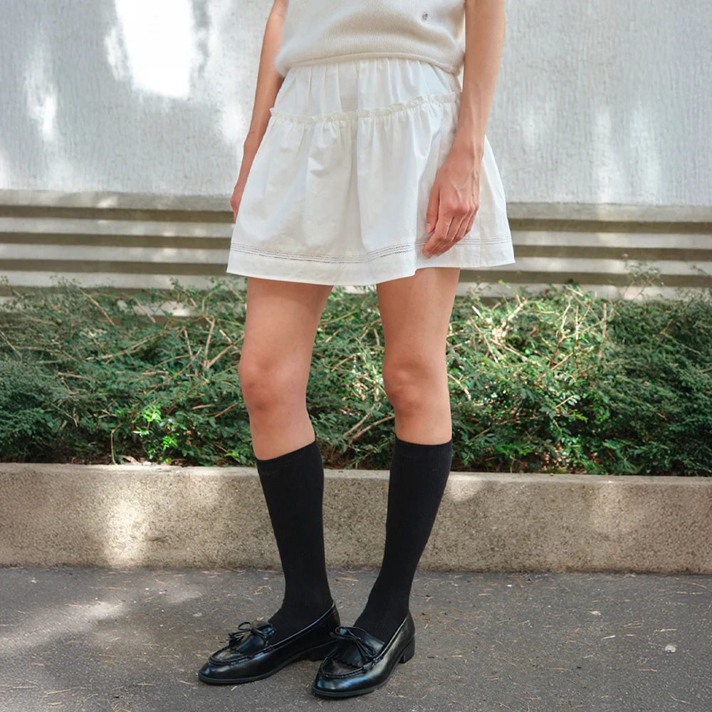 Soy Shirring Mini Skirt - Ivory