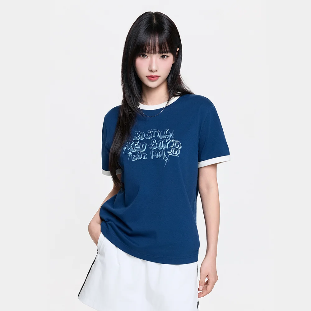 字母 圖案 標準版型 Ringer T恤 BOS (D.Navy)