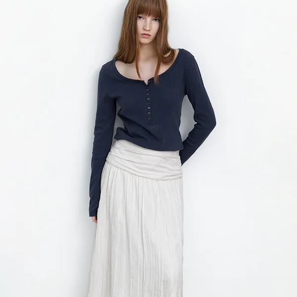 SOFT POINTELLE BUTTON UP SLIM T (T-7258)