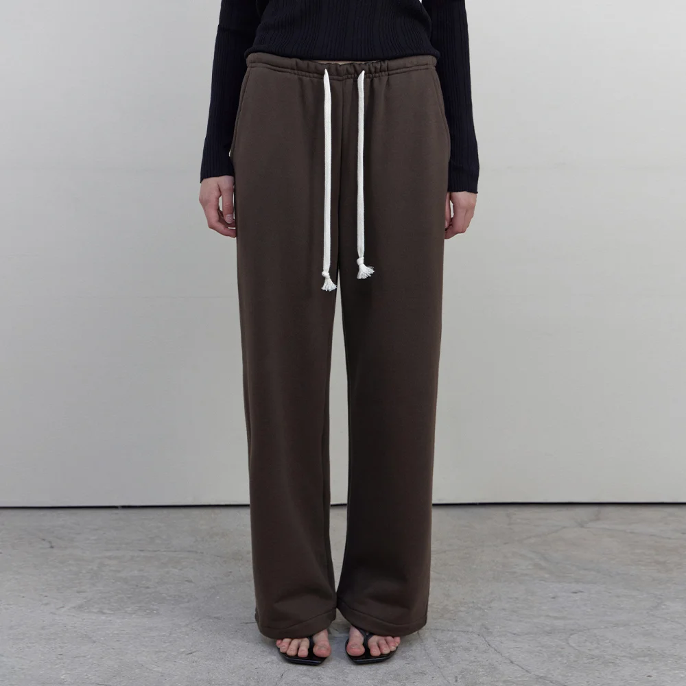 Lazy String Wide Sweat Pants_BROWN(WB6PT31)