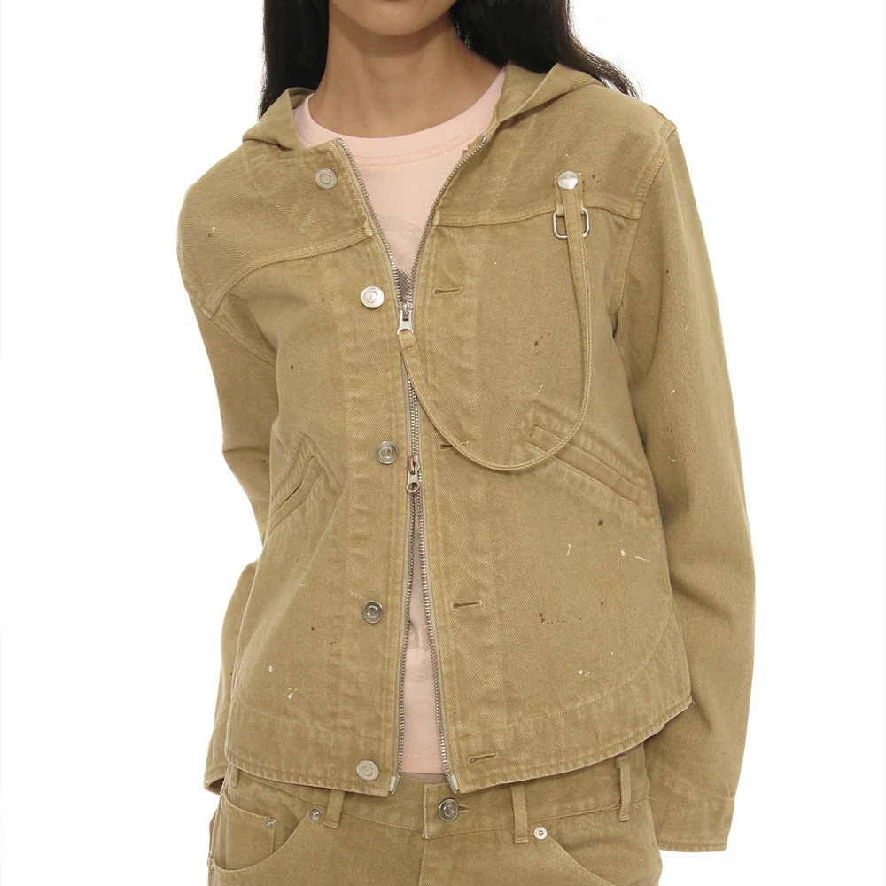 WASHED HOODED TRUCKER JACKET_BEIGE