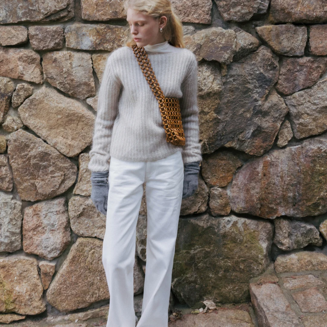 Classic cotton straight pants (white / black)