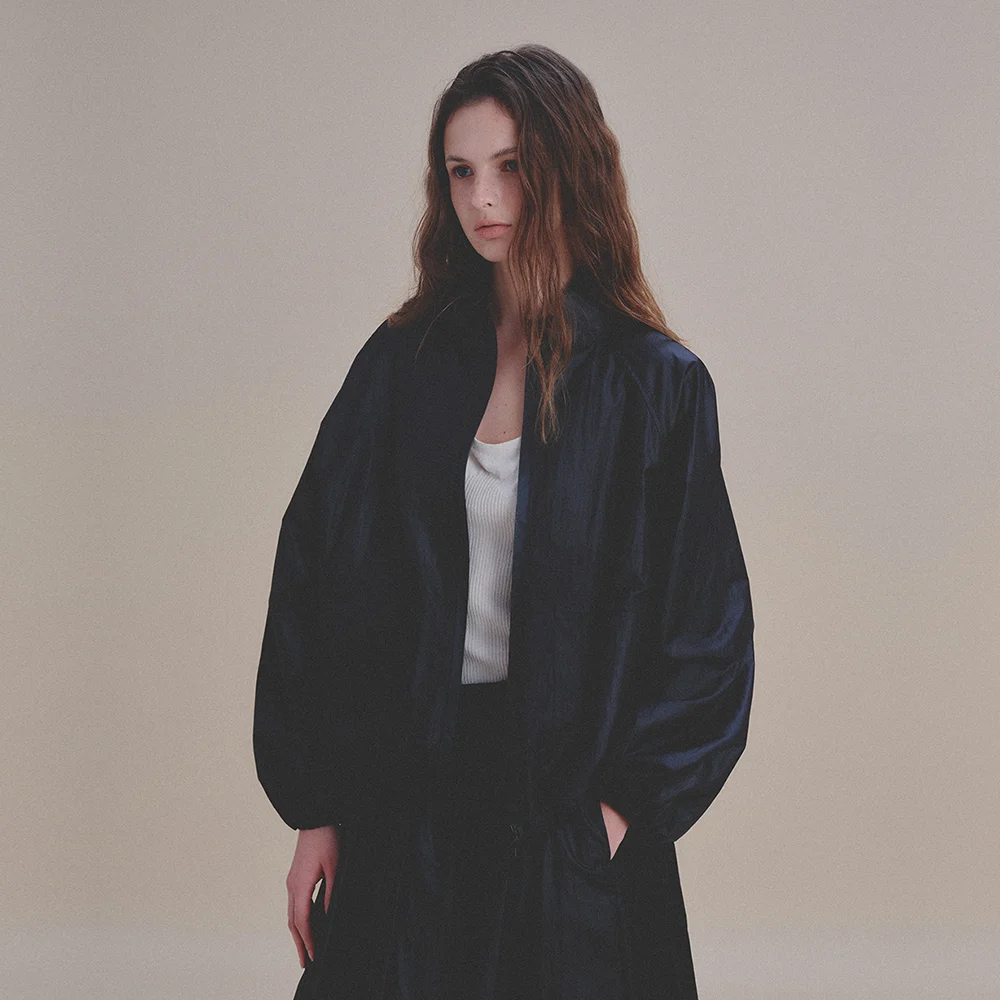 Seattle Shirring Blouson (Black)