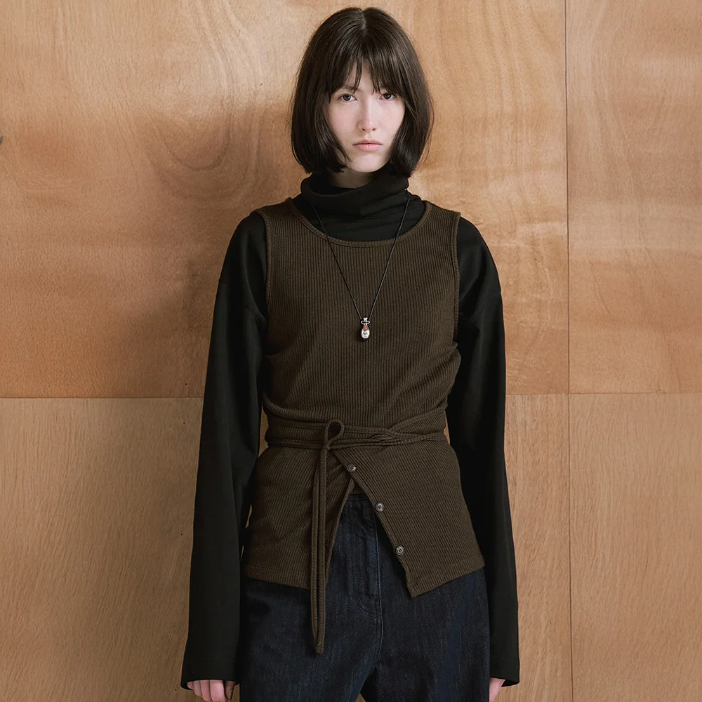 Tie-Waist Sleeveless Jersey Top E210-93